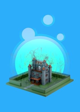 Lowpoly protected castle