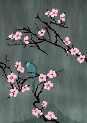 Cherry blossom with bird