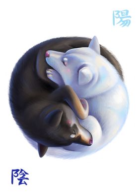Dogs yin yang symbol