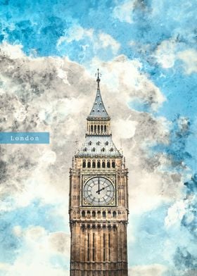 Watercolor London Big Ben