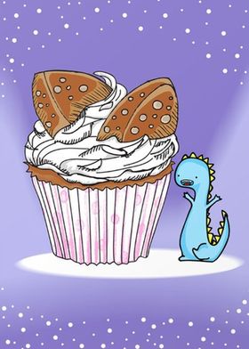 Dinosaur with cupcake
