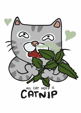 Cat smell catnip cartoon