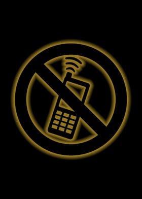 no mobile phones sign gold