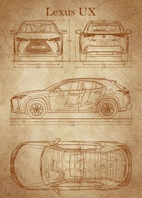 lexus UX 2019 blueprint