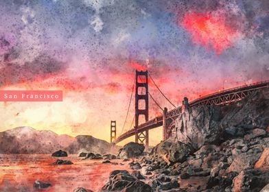 Watercolor Golden Gate