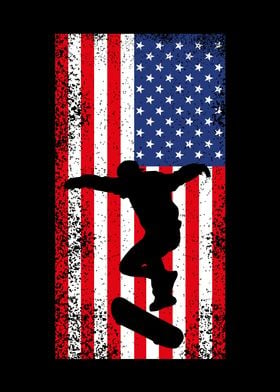 Skateboarding USA Flag 4th