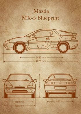 mazda MX3 blueprint old 