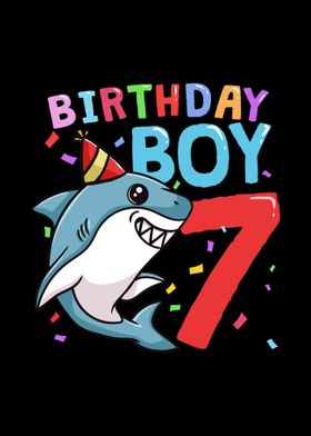 7th Birthday Shark 7 Years