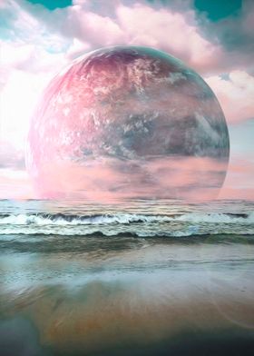 Space Pink Planet Sunset