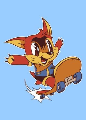 Skateboarding Foxy Cartoon