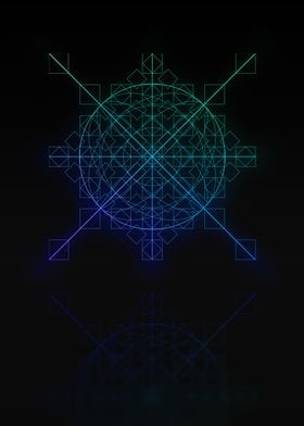Neon Blue Geometric Glyph