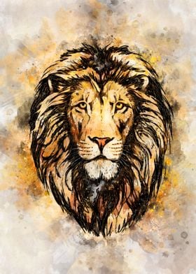 Lion Face Watercolor