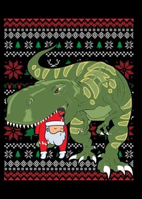 Santa T Rex Ugly Christmas