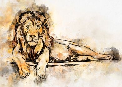 Lion Watercolor