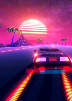 The synth wave car artwork