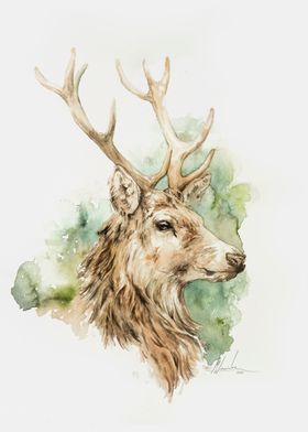 Watercolor Stag