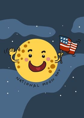 National moon day cartoon