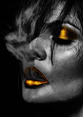 Girl Smoking Black Gold