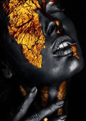 Abstract Black Gold Girl
