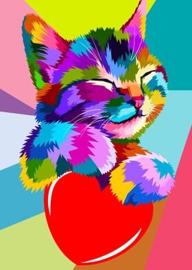 Cat Heart pop art