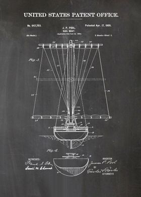 9 Sail Boat Patent Print 