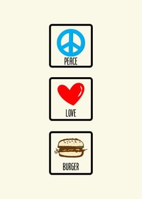 Peace Love Burger Wall Art