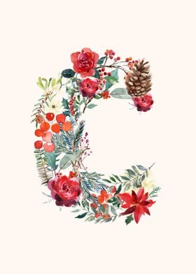 C Alphabet Floral Watercol