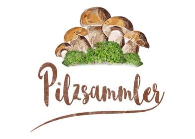 Pilzsammler Motiv Wald