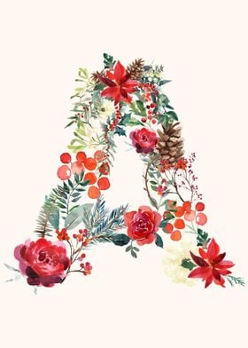 A Alphabet Floral Watercol