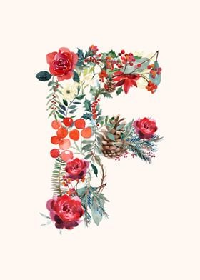 F Alphabet Floral Watercol