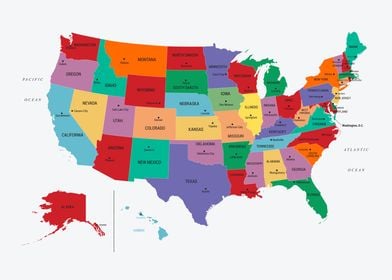 US Map Bright