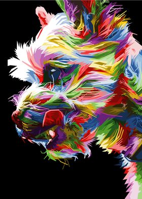 Labradoodle dog on pop art