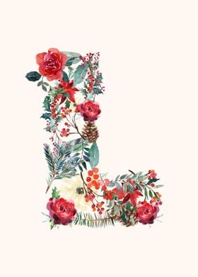 L Alphabet Floral Watercol