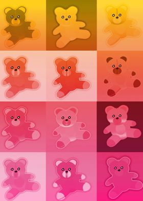 Funny pink and yellow bear