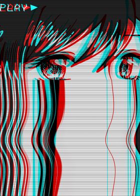 VHS Glitch Anime Girl' Poster by AestheticAlex | Displate