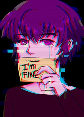 Im Fine Sad Anime Boy' Poster by AestheticAlex | Displate