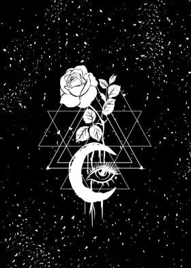 Moon Rose Occult Symbol