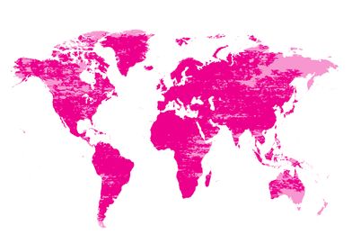 World map grunge pink