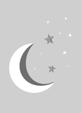 Stars and moon