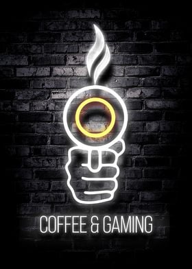 Gaming Coffee neon poster