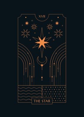 Black Tarot Card THE STAR