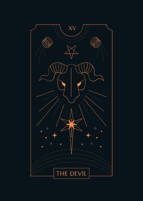 Black Tarot Card THE DEVIL