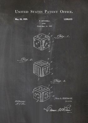 33 Dice Patent Print 1925