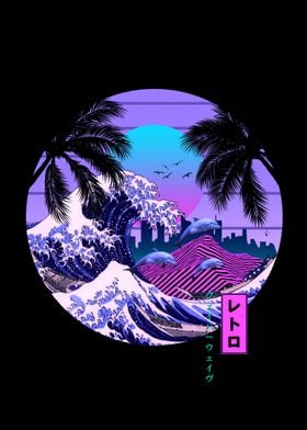 'Kanagawa vaporwave' Poster by Exhozt | Displate