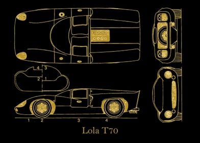 Lola T70 Blueprint  gold 