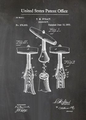 5 Corkscrew Patent Print