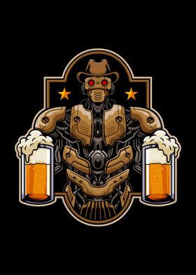 Robot cowboys bring beer