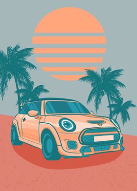 mini cooper sunset