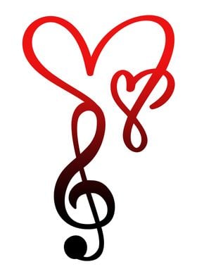 Music Love Heart Clef