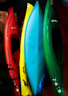 Kayaks Leaning On Wall